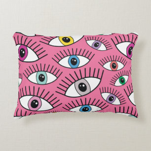 Magic pattern with colourful eyes. Mystic backgrou Decorative Cushion