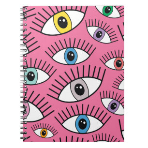 Magic pattern with colourful eyes. Mystic backgrou Notebook
