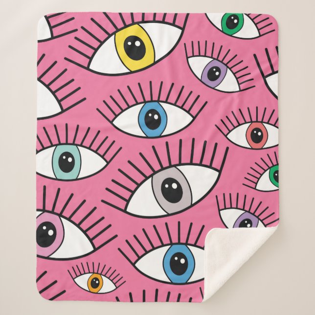 Magic pattern with colourful eyes. Mystic backgrou Sherpa Blanket (Front)