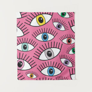 Magic pattern with colourful eyes. Mystic backgrou Tapestry