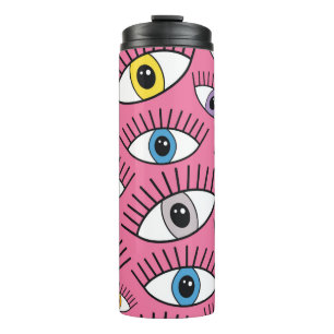 Magic pattern with colourful eyes. Mystic backgrou Thermal Tumbler