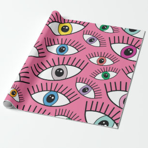 Magic pattern with colourful eyes. Mystic backgrou Wrapping Paper