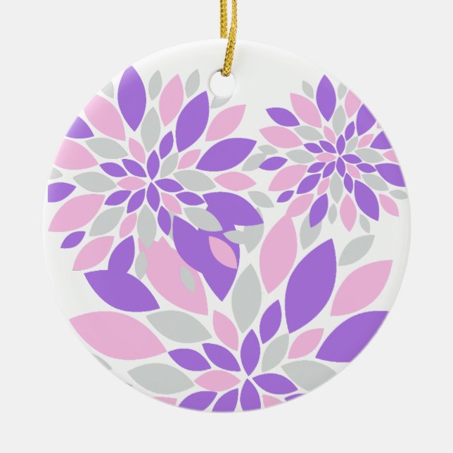 Magic Petals Purple Flowers Ceramic Tree Decoration (Front)