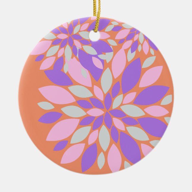Magic Petals Purple Flowers Ceramic Tree Decoration (Front)