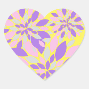 Magic Petals Purple Flowers Heart Sticker