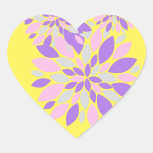 Magic Petals Purple Flowers Heart Sticker