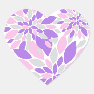 Magic Petals Purple Flowers Heart Sticker
