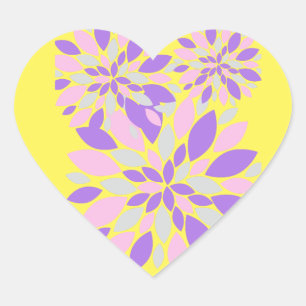 Magic Petals Purple Flowers Heart Sticker