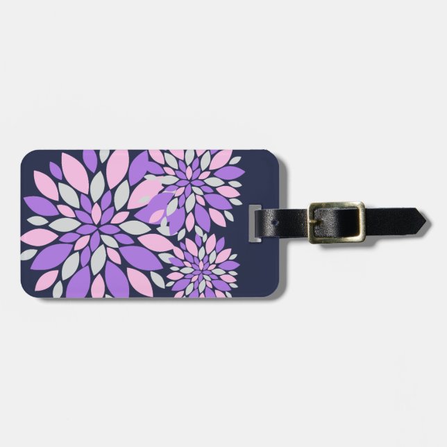 Magic Petals Purple Flowers Luggage Tag (Front Horizontal)