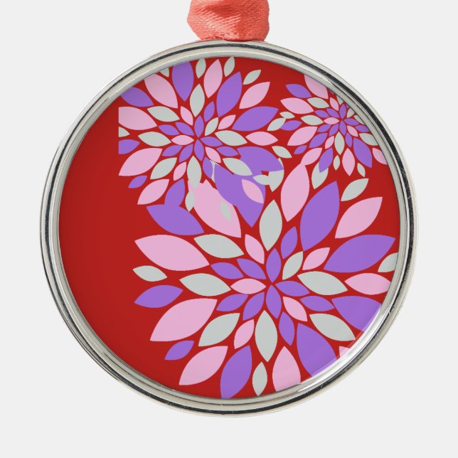 Magic Petals Purple Flowers Metal Tree Decoration (Front)