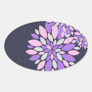 Magic Petals Purple Flowers Oval Sticker