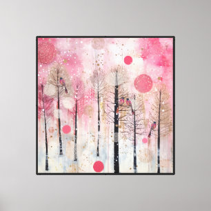 Magic Pink Winter Songbird Sanctuary Canvas Print