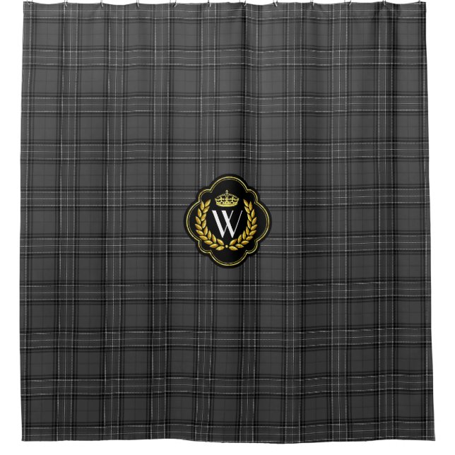 "Magic Plaid" Monogram Shower Curtain (Front)