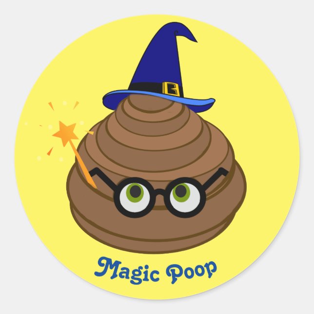 Magic Poop Emoji Classic Round Sticker (Front)