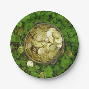 Magic Pot of Gold With Shamrocks! Paper Plate