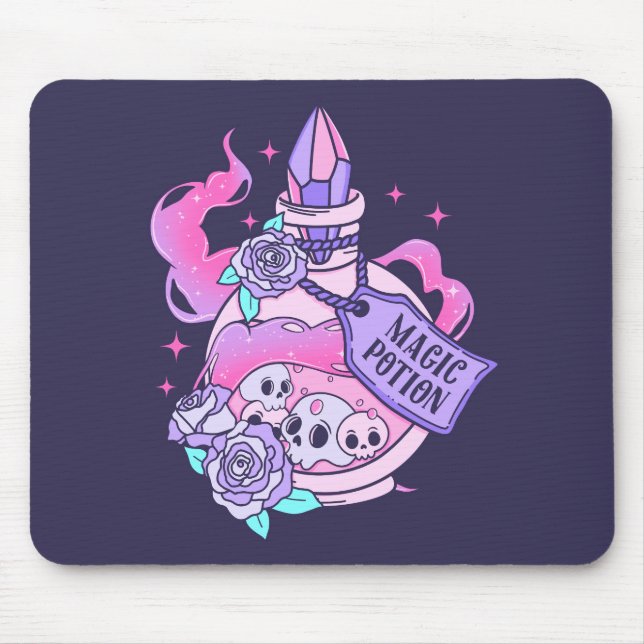 Magic Potion Cute Pink Halloween Potion Bottle Mouse Mat (Front)
