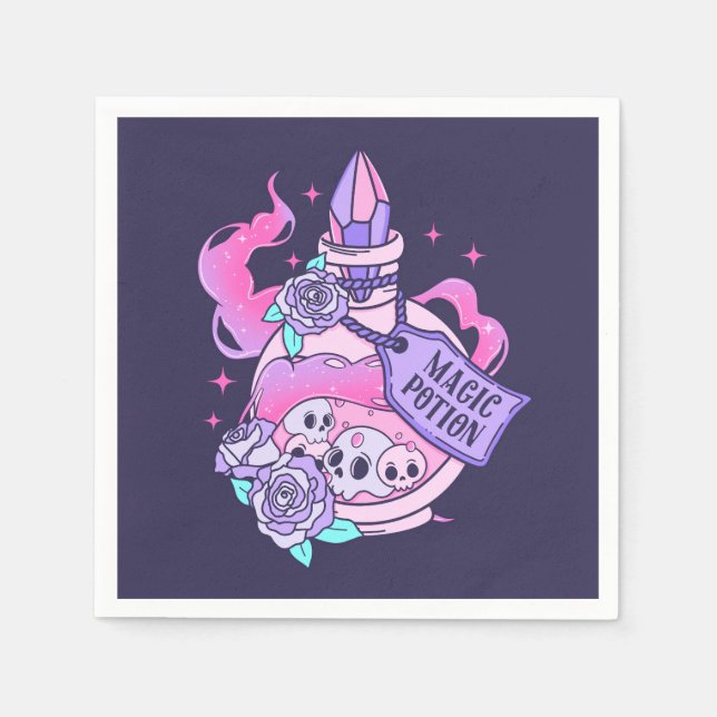 Magic Potion Cute Pink Halloween Potion Bottle Napkin (Front)