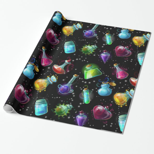 Magic Potions Pattern Wrapping Paper (Unrolled)