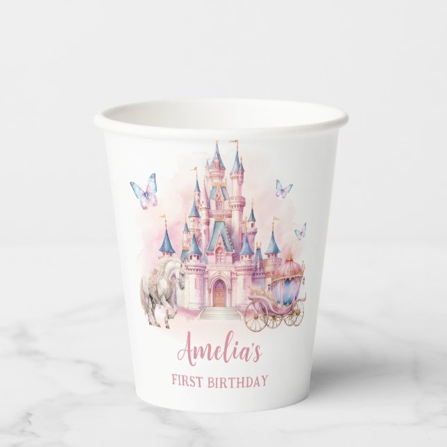 Magic Princess Castle Birthday Paper Cups (Front)