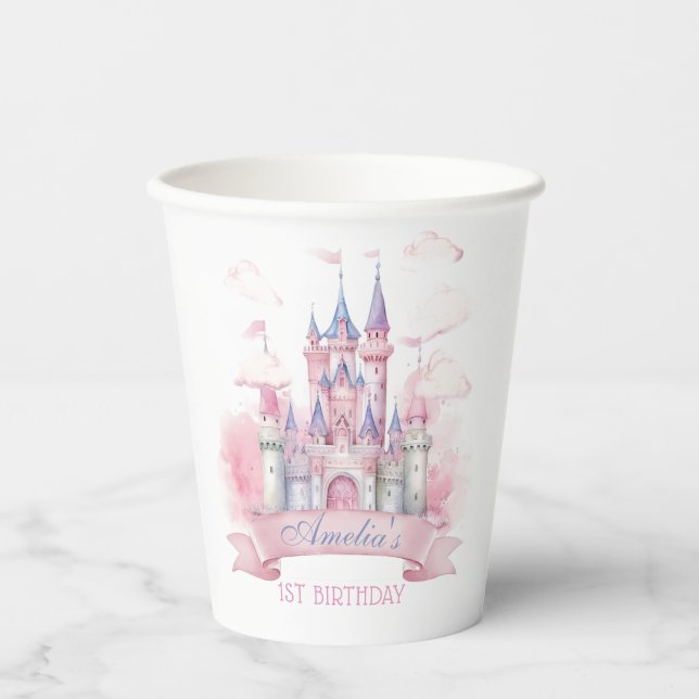 Magic Princess Castle Birthday Paper Cups (Front)