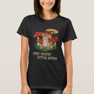 Magic Psilocybin Mushrooms Cat Stay Trippy Little  T-Shirt