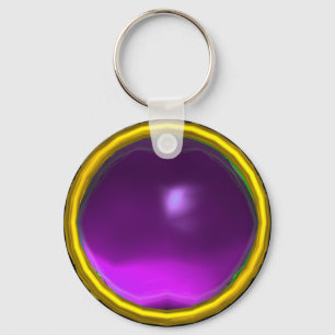 MAGIC PURPLE AMETHYST GEM STONE KEY RING