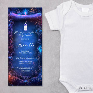 Magic Purple Enchanted Forest Scroll Baby Shower Invitation