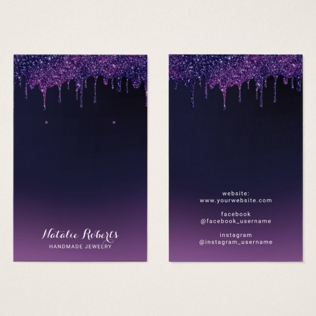 Magic Purple Glitter Drips Jewellery Earring Displ (Front & Back)