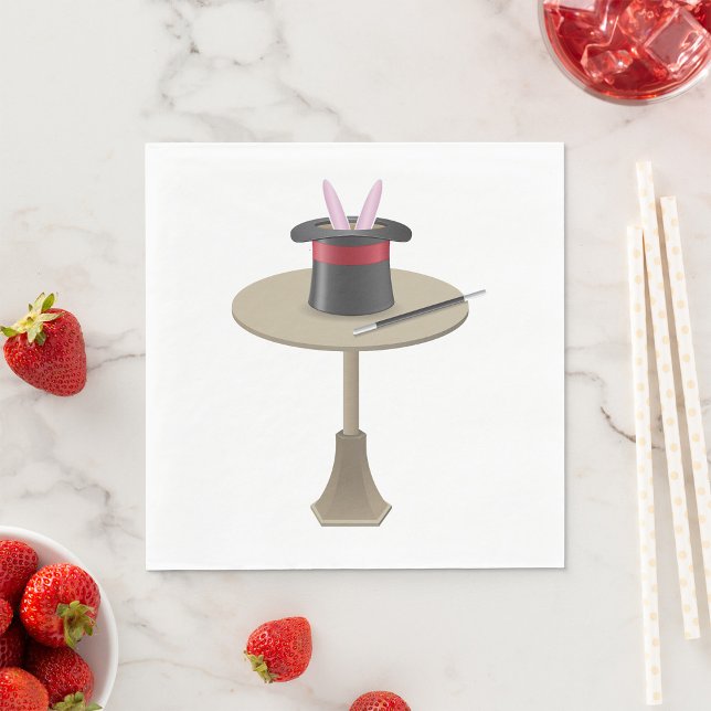 Magic Rabbit in Hat with Wand Napkin (Creator Uploaded)