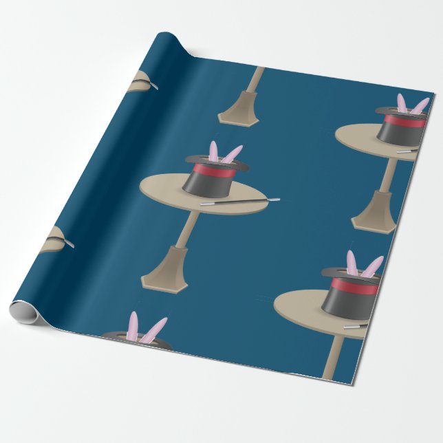 Magic Rabbit in Hat with Wand Wrapping Paper (Unrolled)