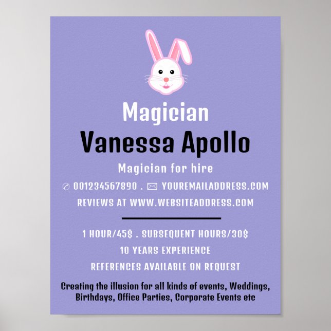 Magic Rabbit, Magician Advertising Poster (Front)