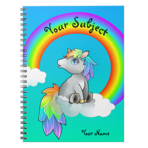 Magic Rainbow Unicorn School Subject Customisable Notebook