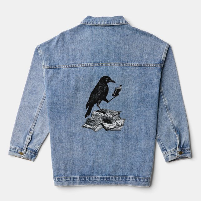Magic Raven with Academic Books Denim Jacket (Back)