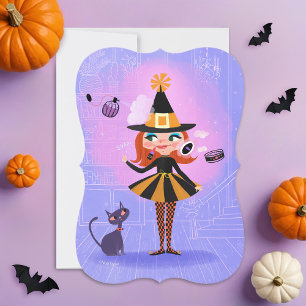 Magic Red Hair Witch Lavender & Pink DIY Blank Invitation