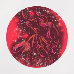 Magic Red Neon Bull Running - Amazing Starry Night