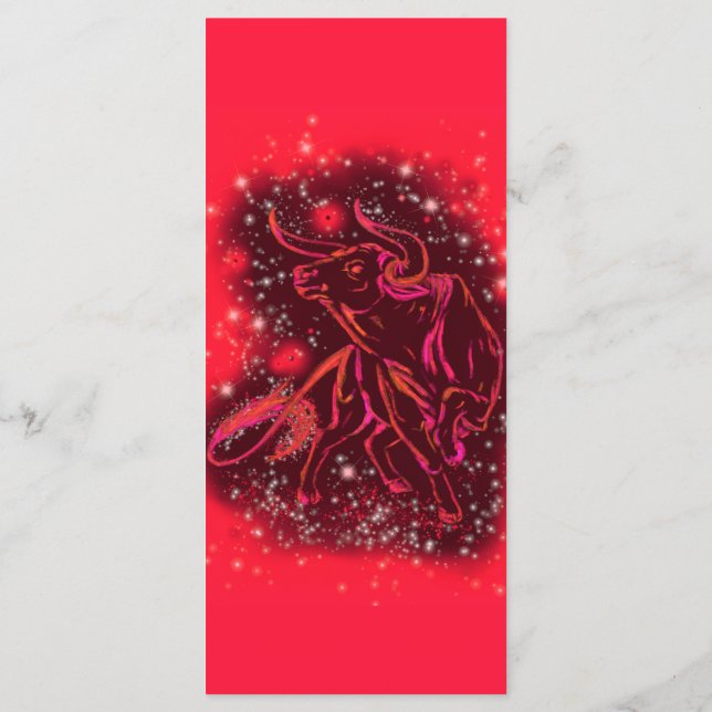 Magic Red Neon Bull Running - Amazing Starry Night Menu (Back)