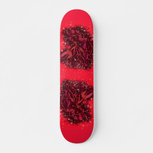 Magic Red Neon Bull Running - Amazing Starry Night Skateboard