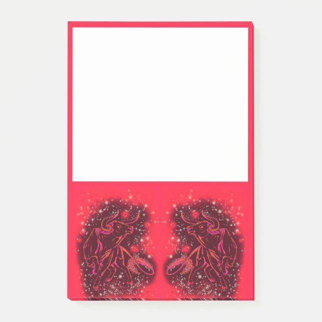Magic Red Neon Bulls Running  Amazing Starry Night Post-it Notes (Front)