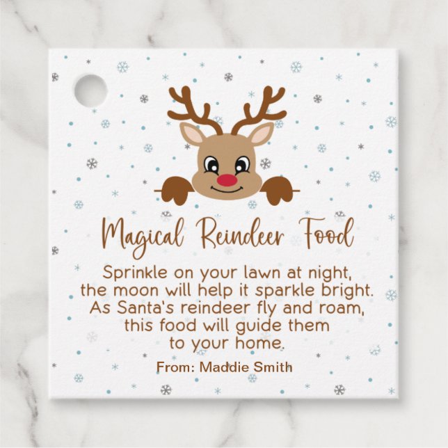Magic Reindeer Food Personalised Gift Tag (Front)