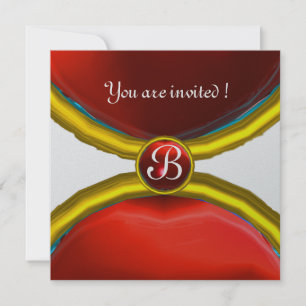 MAGIC RINGS ,MONOGRAM  gem red silver Invitation