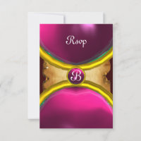 MAGIC RINGS ,MONOGRAM parchment rsvp gem pink