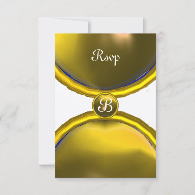 MAGIC RINGS ,MONOGRAM rsvp gem yellow champagne Invitation (Front)