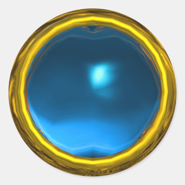 MAGIC SAPPHIRE , bright vibrant yellow blue Classic Round Sticker (Front)