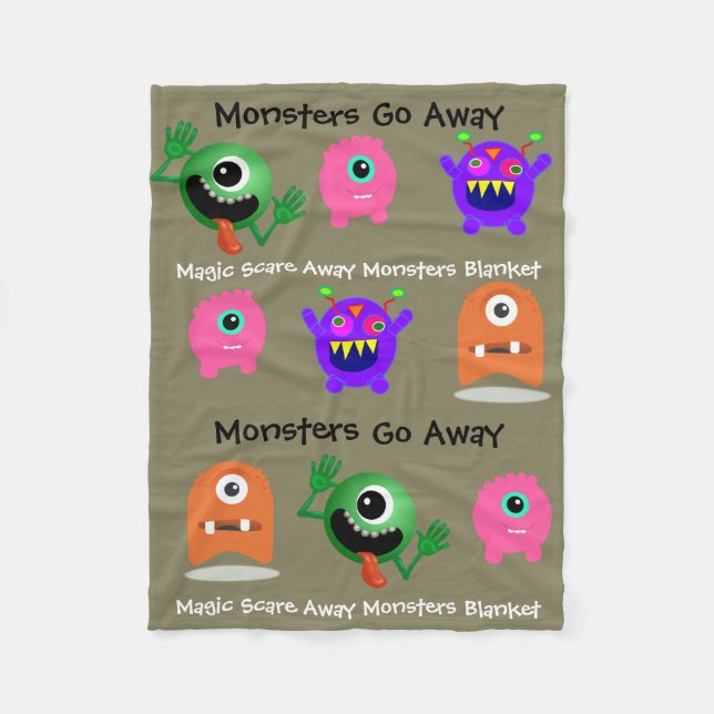 Magic Scare Away Monsters Fleece Blanket (Front)