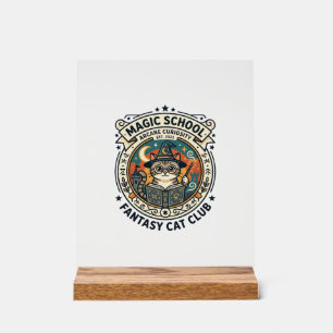Magic School Fantasy Cat Cute Kitty Design - Magic Acrylic Sign