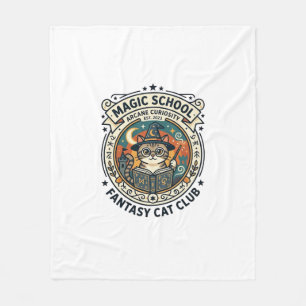 Magic School Fantasy Cat Cute Kitty Design - Magic Fleece Blanket