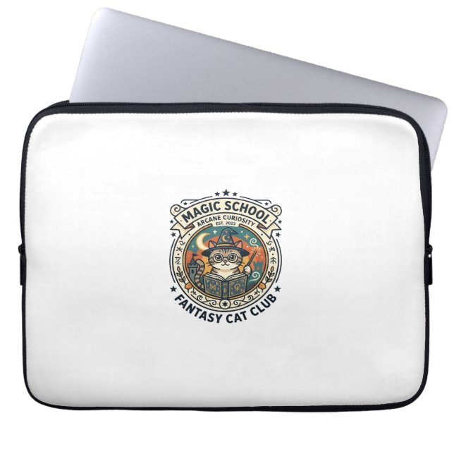 Magic School Fantasy Cat Cute Kitty Design - Magic Laptop Sleeve (Front)