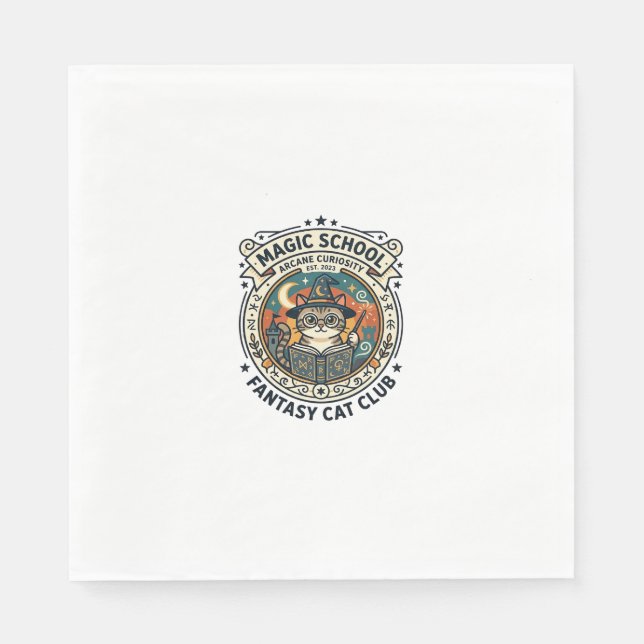 Magic School Fantasy Cat Cute Kitty Design - Magic Napkin (Front)