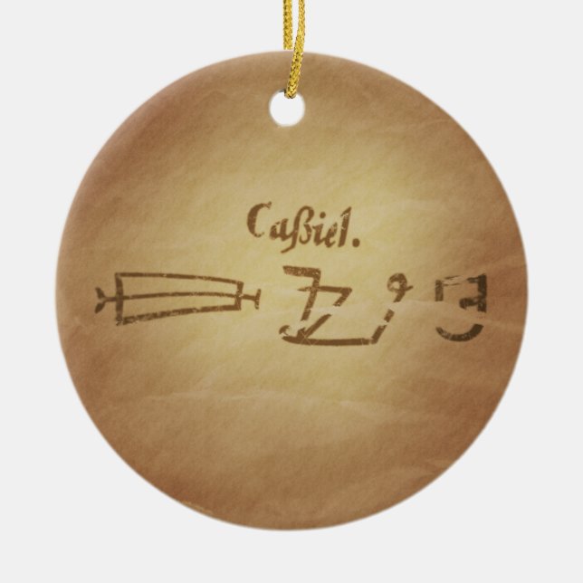 Magic Seal Angel Cassiel Protection Magic Charms Ceramic Tree Decoration (Front)