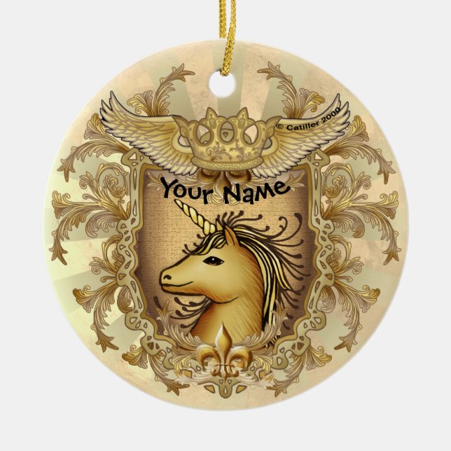 Magic Shield Unicorn Ceramic Tree Decoration (Front)